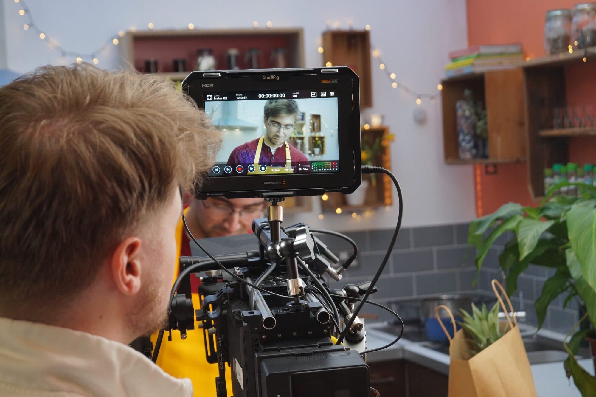 Crew framing a shot for a training video