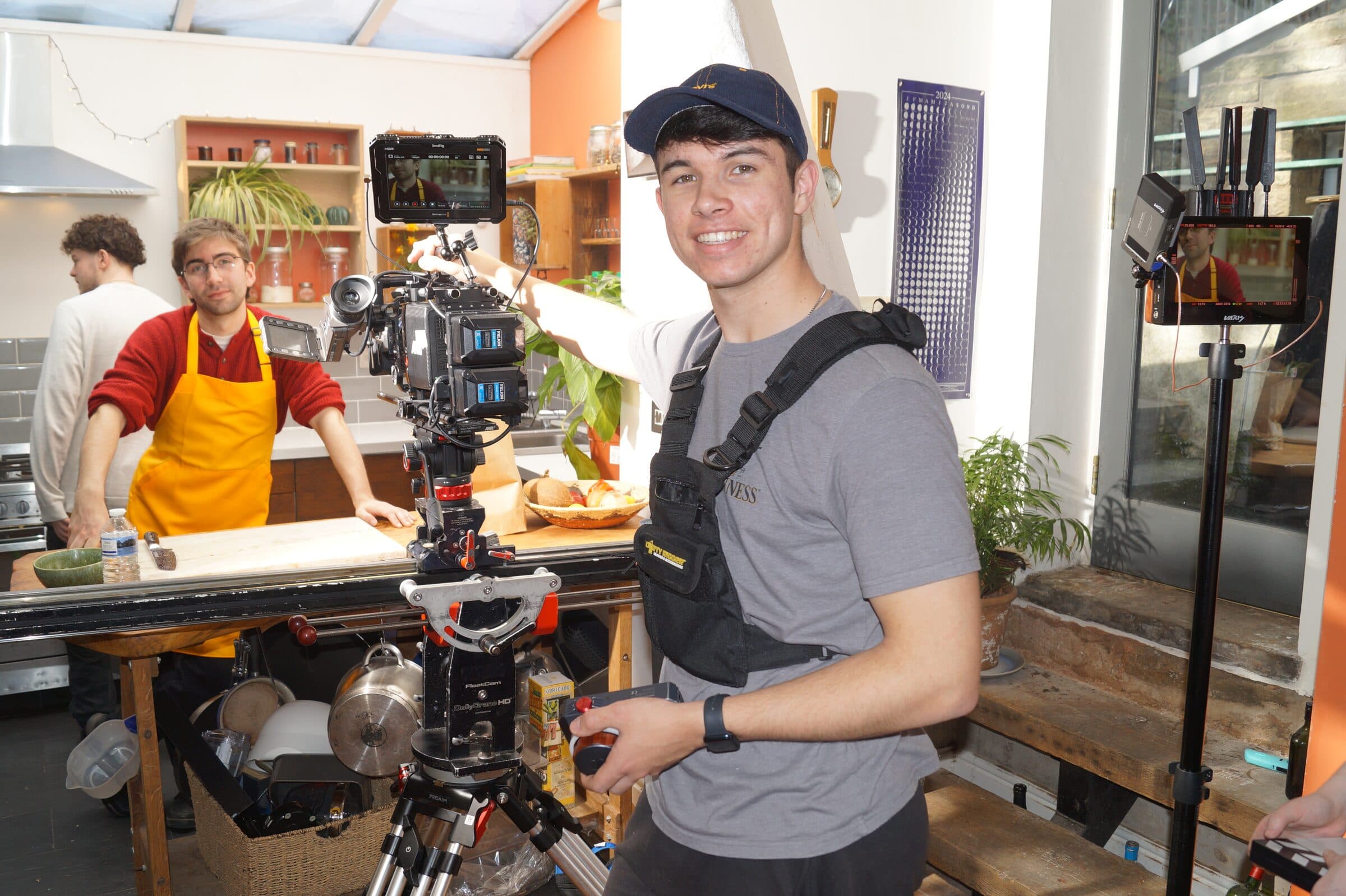 Camera assistant on a Version3 training video shoot