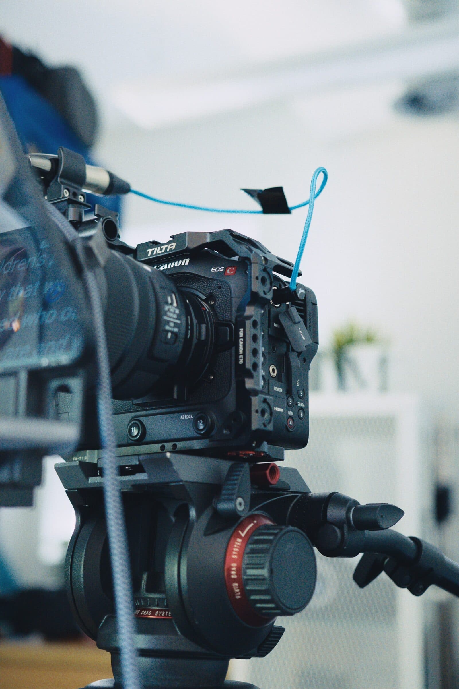 Compliance training video recorded with teleprompter